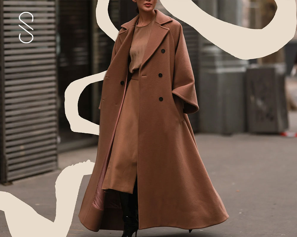 lady with leather trench coat